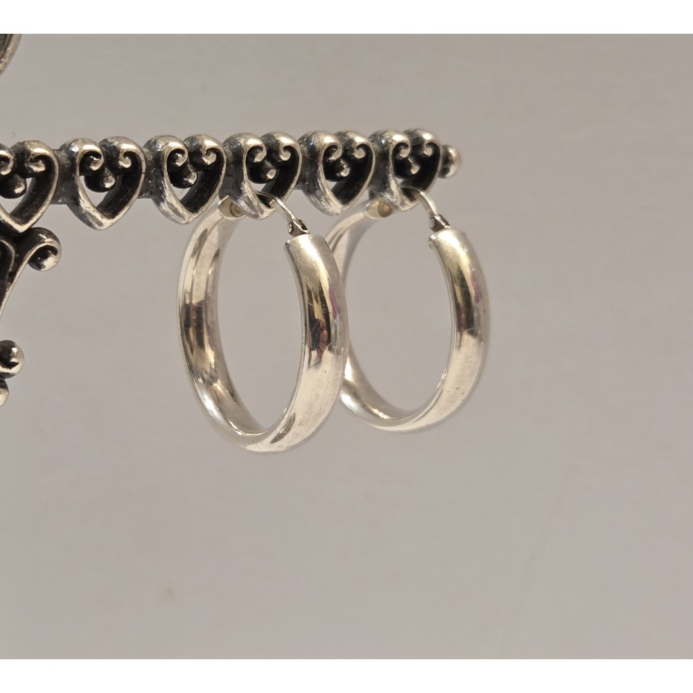 Vintage 950 Silver Milor Italy 25mm Hoop Earrings Sterling
